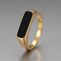 Bague chevalière en acier inoxydable 316L plaqué or avec résine noire