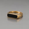 Bague chevalière en acier inoxydable 316L plaqué or avec résine noire