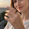 Bague chevalière en acier inoxydable 316L plaqué or avec résine noire