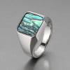 Bague chevalière homme en acier inoxydable 316L avec nacre abalone