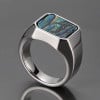 Bague chevalière homme en acier inoxydable 316L avec nacre abalone
