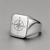Bague homme chevaliere acier poli plaque or personnalisable