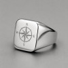 Bague homme chevaliere acier poli plaque or personnalisable