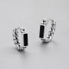Boucles d'oreille argent creoles resine noire