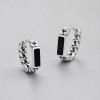 Pendientes aros plata resina negra