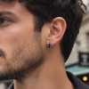 Boucles d'oreille argent creoles resine noire