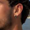 Boucles d'oreille argent creoles resine noire