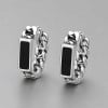 Boucles d'oreille argent creoles resine noire