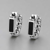 Pendientes aros plata resina negra