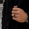 Bague chevalière en acier inoxydable 316L plaqué or avec résine noire
