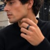 D Bague homme multifacette tungstene noir a graver
