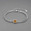 Bracelet chaîne cubaine en acier 316L avec pierre œil de tigre