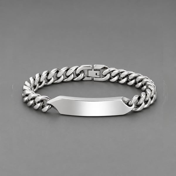 Bracelet gourmette homme acier inoxydable gravure personnalisee