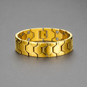Bracelet homme acier plaque or magnetique aimante