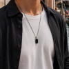 Pendentif personnalise collier homme femme couple resine noir acier personnaliser