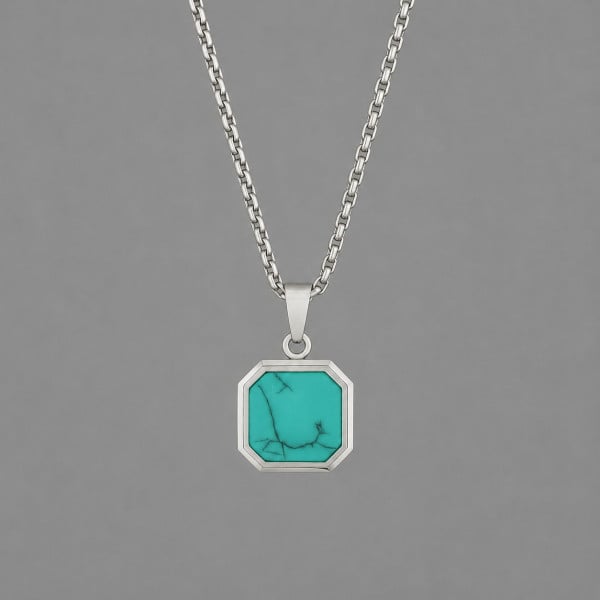 Pendentif personnalise homme femme acier turquoise gravure personnaliser