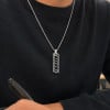 Pendentif personnalise collier couple barre motif noir acier