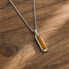 Pendentif barre en acier inoxydable avec œil de tigre personnalisable