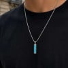 Pendentif barre en acier 316L avec turquoise personnalisable