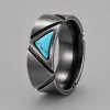 Bague homme en acier 316L noir avec turquoise personnalisable