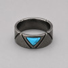 Bague homme en acier 316L noir avec turquoise personnalisable
