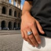 Herrenring aus Stahl Siegelring Zirkonium