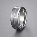 Bague homme anneau tungstene sertie zirconium