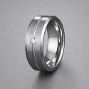 Bague homme anneau tungstene sertie zirconium
