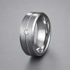 Bague homme anneau tungstene sertie zirconium