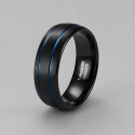 Bague personnalisee homme tungstene dome rainure mat brosse