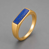 B Bague chevalière personnalisable acier inoxydable 316L avec pierre turquoise