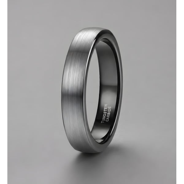 4mm Bague personnalisee dome brosse tungstene alliance