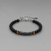 Bracelet en pierres naturelles onyx et œil de tigre pour homme et femme