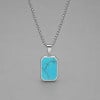 Collier pendentif couple personnalisable en acier 316L avec pierre naturelle turquoise