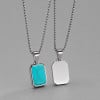 Collier pendentif couple personnalisable en acier 316L avec pierre naturelle turquoise
