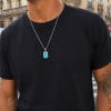 V Collier pendentif couple personnalisable en acier 316L avec pierre naturelle turquoise