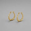 Boucles d'oreilles créoles en acier 316L plaqué or style bambou