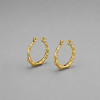 Boucles d'oreilles créoles en acier 316L plaqué or style bambou