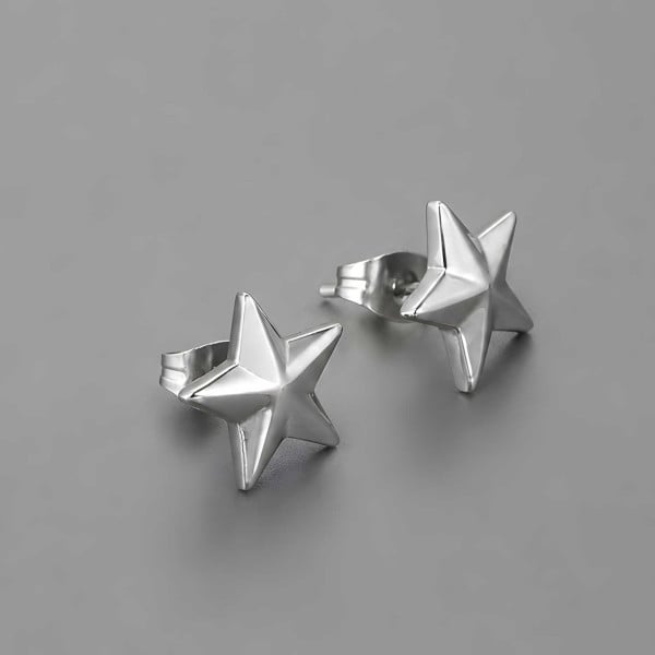 Boucles d'oreilles clous homme pentacle punk star acier - paire