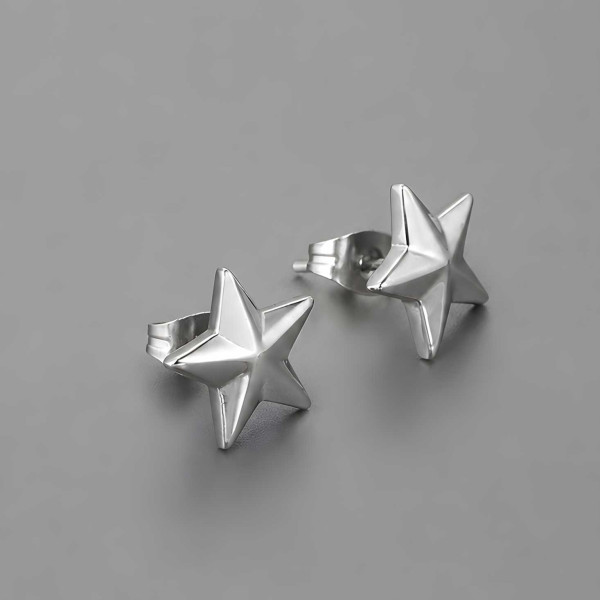 Boucles d'oreilles clous homme pentacle punk star acier - paire