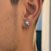 Boucles d'oreilles clous homme pentacle punk star acier - paire