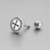Boucles d'oreilles homme clous croix noire acier