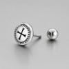 Boucles d'oreilles homme clous croix noire acier