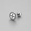 Boucles d'oreilles homme clous croix noire acier