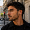 Boucles d'oreilles homme clous croix noire acier