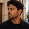Boucles d'oreilles homme croix acier - paire