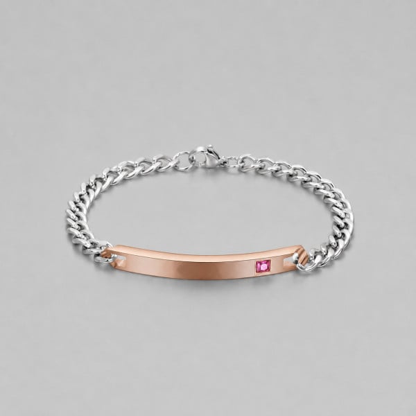 D Bracelet couple personnalisable gourmette chaine acier zirconium