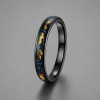Alliance Galaxy en carbure de tungstène noir avec opale et feuille d’or