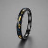 Alliance Galaxy en carbure de tungstène noir avec opale et feuille d’or