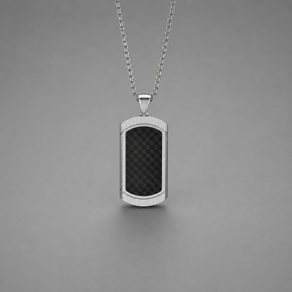 Pendentif plaque militaire Dog Tag en acier 316L avec fibre de carbone personnalisable